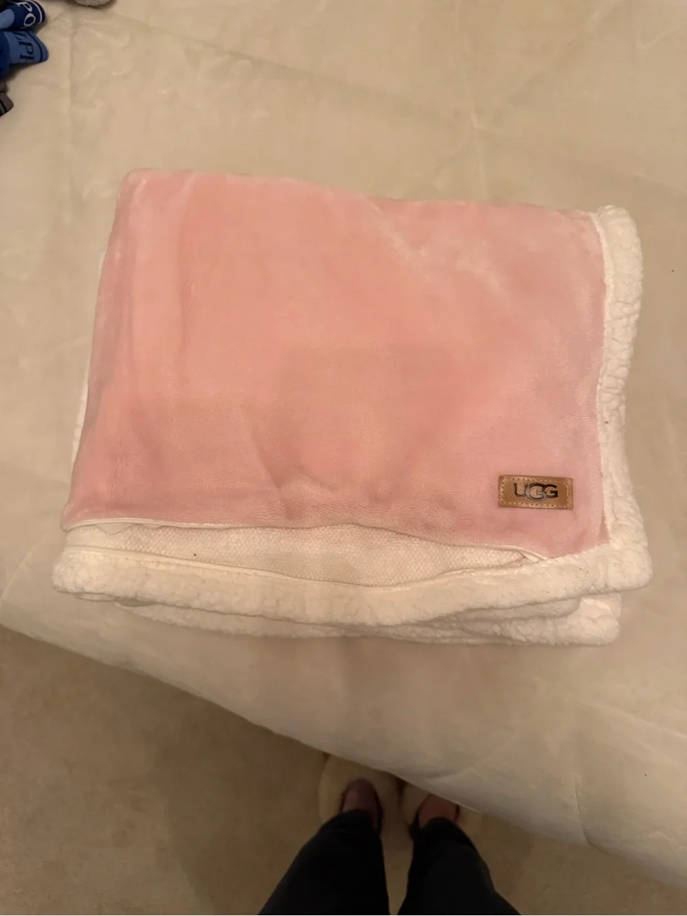 UGG Blush Pink Plush Sherpa Full Size Comforter Set with Pillow Shams